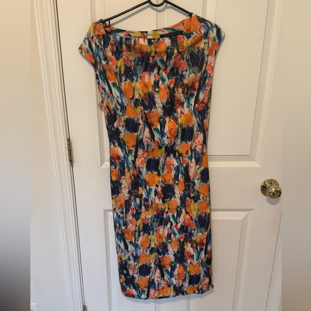 Zara Orange Sheath Midi Dress for Wedding Guest